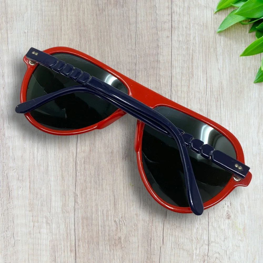 Vintage 1970's Style Eyes Japan 0620 PP Red & Navy Sport Ski Sunglasses